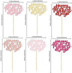 Ephlyn 24Pcs Happy Mother's Day Cupcake Topper Happy Mother's Day Cupcake Picks Glitter Flower Best Mom Party Cake Decorations Cupcake Toppers Picks for Mother's Birthday Party Supplies Multi