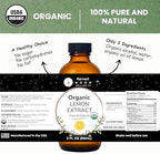 Organic Lemon Extract for Baking, Ice Cream, Drinks, and Candy - 2 oz - Water-Soluble - By Harvest Moon Delights - Pure Lemon Flavoring