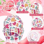 200 Pcs Cute Cupcake Liners, Colorful Heart & Candy Baking Cups, Standard Sweet Love Muffin Liners for Kids Adults Birthday Party, Classroom Treats, Baby Shower