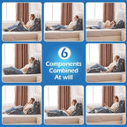 6PCS Orthopedic Bed Wedge Pillow Set for Sitting up in Bed, Memory Foam Post Surgery Pillow for Back Pain Relief, Back Support Pillow for Acid Reflux Relief, GERD, Anti Snoring (Grey)