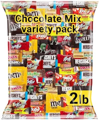 Chocolate Assorted Bulk Candy Variety Pack 2lb - Mini Chocolate Bars, Milk & Dark Chocolate Mix - Individually Wrapped Bulk Candy for Office Snacks, Party Favors and Treat Bags