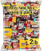 Chocolate Assorted Bulk Candy Variety Pack 2lb - Mini Chocolate Bars, Milk & Dark Chocolate Mix - Individually Wrapped Bulk Candy for Office Snacks, Party Favors and Treat Bags