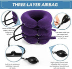 Jaximy Neck Stretcher for Neck Pain Relief, Cervical Traction Device, Neck Traction Device, Adjustable Inflatable Neck Brace & Cervical Neck Traction Device Home Use Decompression (Purple)