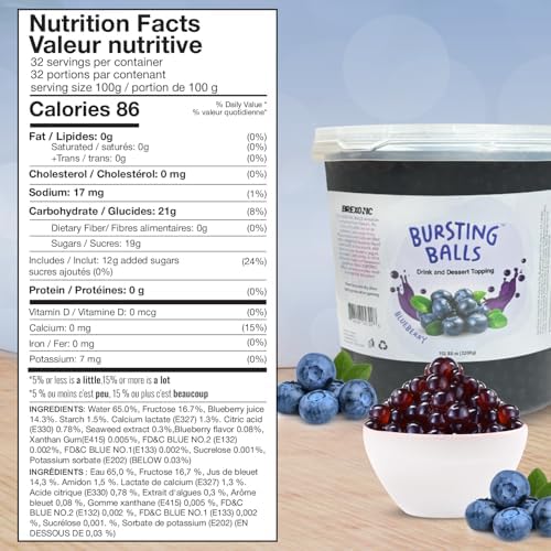 Blueberry Boba Pearls Blueberry Popping Boba Bursting Boba Blueberry Bubble Tapioca Pearls For Bubble Tea (Blueberry, 7 LB 1 Pack)