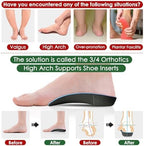 Dr. Foot 3/4 Orthotics Shoe Insoles, High Arch Supports Inserts for Flat Feet, Plantar Fasciitis, Over-Pronation, Fallen Arches (Red, Small(Men's 5-6 / Women's 6-7))