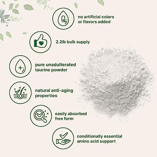 Micro Ingredients Taurine Powder Supplement | 1 KG, 2000mg Per Serving | Unflavored | 100% Pure, Easily Absorbed Free Form | Essential Amino Acids for Exercise, Energy, & Heart Support