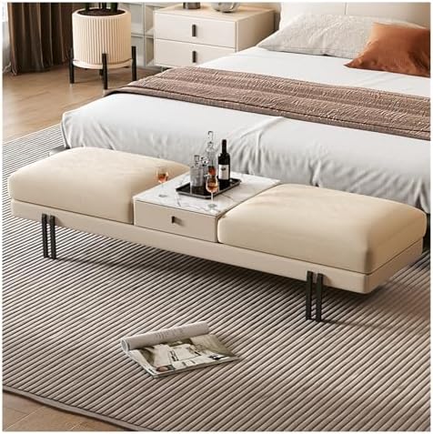uP9sF2mD Bench for Bedroom Bedroom End of Bed Storage Bench, Upholstered Velvet Metal, Window Seat Fireplace Toy with Drawer for of and Living Room End of Bed Bench(Beige,180 * 45 * 45cm)
