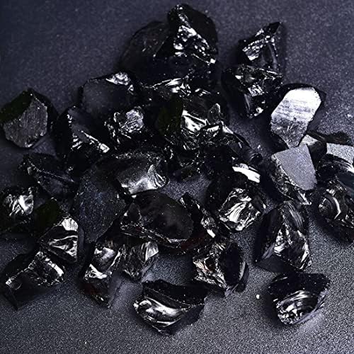 Black Obsidian Raw Crystals, Large 1.25-2.0" Healing Crystals Natural Rough Stones Crystal for Tumbling, Cabbing, Fountain Rocks, Decoration, Polishing, Wire Wrapping, Wicca & Reiki