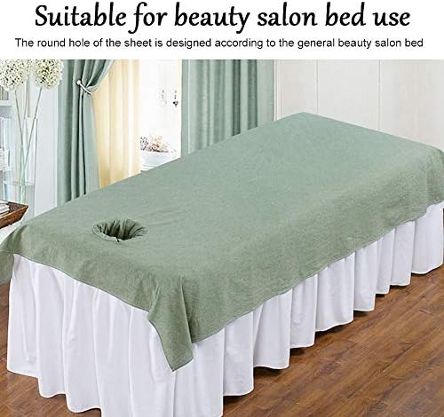 Beauty Massage Bed Sheets, Salon Massage SPA Couch Soft Cotton Bed Cover Protector with Face Breath Hole (Green)