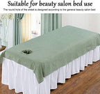 Beauty Massage Bed Sheets, Salon Massage SPA Couch Soft Cotton Bed Cover Protector with Face Breath Hole (Green)