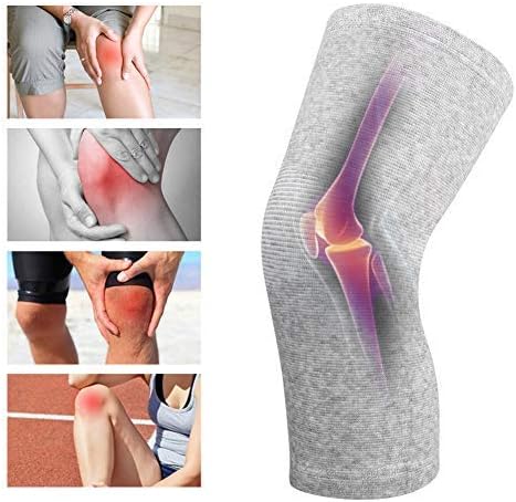 Zerone Bamboo Charcoal Knee Sleeve Elastic Warm Knee Brace Knee Pads Unisex Protective Knee Support For Arthritis Joint Pain Relief Recovery Circulation Improvement(L - Gray)
