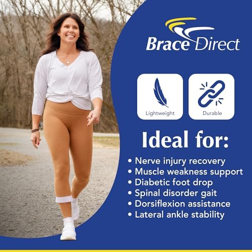 Brace Direct Semi-Rigid Leaf Spring AFO for Foot Drop - Lightweight Posterior Ankle-Foot Orthosis - Trimmable Fit (Women’s Right)