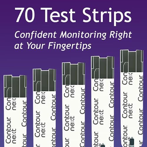 Ascensia Contour Next Blood Glucose Test Strips for Diabetes – 70 Count (1 Pack) - Accurate, No Coding, Second-Chance Sampling, Compatible with All Contour Next Meters for Easy Blood Sugar Testing