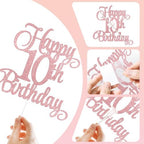 Rose Gold Happy 19th Birthday Cake Decorations, Glitter 19th Birthday Cake Toppers Set and Numeral 19 Candles for Birthday Party Supplies, Heart Star Cupcake Decorations