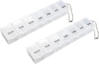 2Pcs Weekly Pill Box Organiser 7-Day Travel Dosset Box Portable Tablet Organizer Medicine Storage Box Pill Dispenser | Medium Medication Organizer - 2 Times a Day for Pills/Fish Oil/Vitamins (Clear)