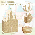 Geiserailie 20 Pieces Castle Box Princess Candy Box Glitter Castle Favor Treat Gift Princess Party Decorations Baby Shower Wedding Supplies(Gold)
