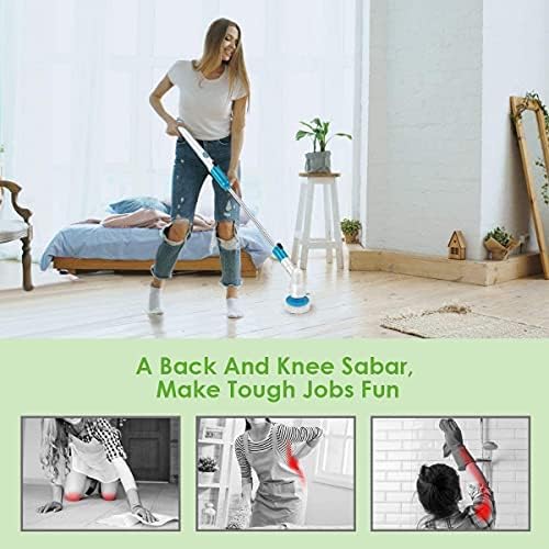 Spin Scrubber, 360 Cordless Tub and Tile Scrubber, Multi-Purpose Power Surface Cleaner with 3 Replaceable Cleaning Scrubber Brush Heads, 1 Extension Arm and Adapter