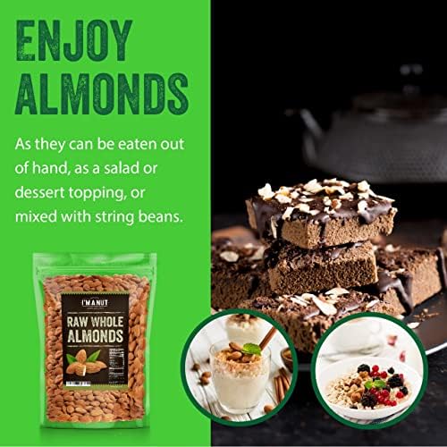 Raw California Almonds 16 oz (1 lb) | Natural | Whole | Batch Tested Gluten & Peanut Free | No PPO | Non-GMO | No Herbicide | Healthy Protein boost | Premium Quality | for Snacking, Baking, Cooking