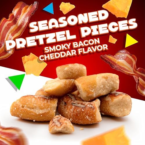 Smoky Bacon Cheese Pretzel Pieces | 1 Pound Bag | Bold Flavored, Naturally Seasoned Pretzels | Crunchy, Salty Pretzel Snacks with Cheddar and Bacon