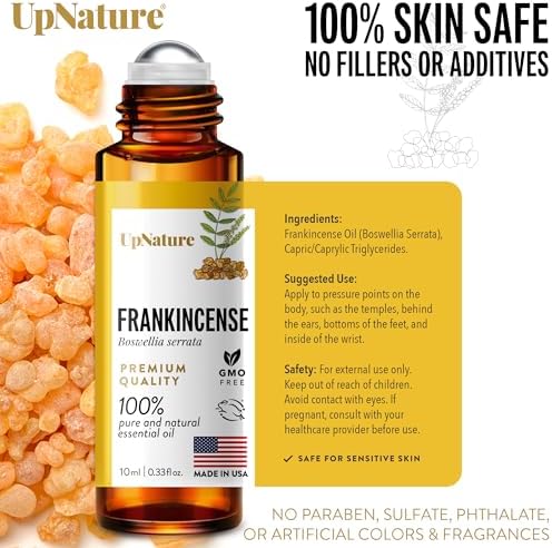 UpNature Frankincense Essential Oil Roll On - 100% Pure Frankincense Oil for Skin