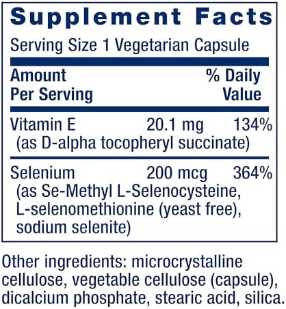 Life Extension Super Selenium Complex, 200 mcg – 3 Forms of Selenium, Vitamin E – Cellular Health & Longevity Support – Gluten-Free, Non-GMO, Vegetarian, 1 Daily – 200 Capsules