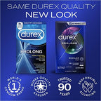 Durex Prolong Condoms with Delay Lubricant, Ribbed & Dotted Condoms for Men, 12 Count (Pack of 2)