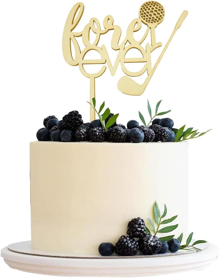 Wooden Love Ever Cake Topper for Golf Theme Bridal Shower Engagement Anniversary Party Decoration, Golf Wedding Cake Decor, Bride and Groom Cake Topper