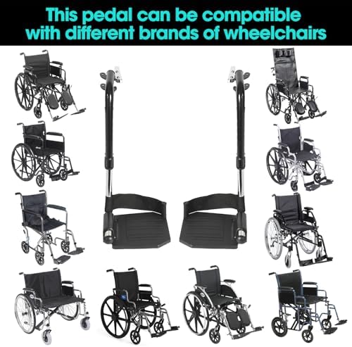 Universal Wheelchair Footrest Replacement - Adjustable Composite Footboard & Heel Loop, Foldable Comfort Support, Affordable, Black, Lightweight, Easy Installation