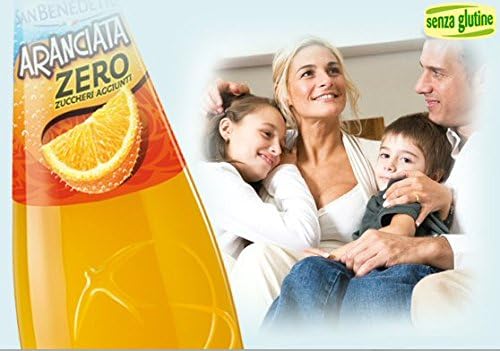 San Benedetto: "Aranciata Zero" Orange Flavoured Soda Pop with No Added Sugar 25.36 Fluid Ounces (75cl) Bottles (Pack of 4) [ Italian Import ]