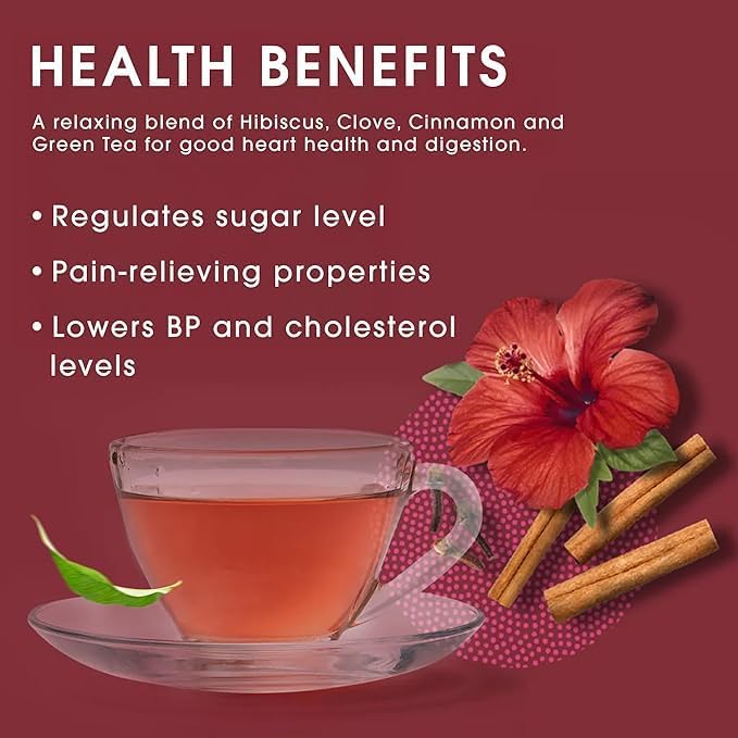 Teabox Premium Green Tea With Dried Hibiscus | 100% Whole Leaf Green Tea With Cinnamon,Clove | 0% Bitterness |3.52 oz