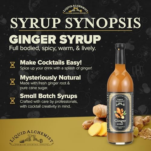 Liquid Alchemist Ginger Syrup for Cocktails - Real Ingredients Make our Liquid Ginger Puree for Cocktails the Perfect Moscow Mule Syrup - Our Non-GMO Vegan Drink Mixer Lasts Up to 2 Years (25.4 oz)