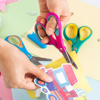 LIVINGO Left Handed Kids Scissors: Blunt Tip Safety Lefty Toddler Child Scissors for School Craft Cutting Paper - 3 Pack 5 inches Comfort Grip Green, Rose Pink, Blue