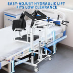 5 in 1 Patient Lift Transfer Chair for Elderly and Home, Portable Adjustable Height Footrest Hydraulic Lift Nursing Wheelchair 180° Split PU Leather and Thickened Sponge Seat, 440lbs