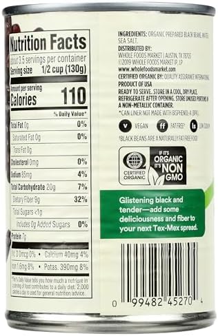 365 by Whole Foods Market, Organic Black Beans, 15 Ounce