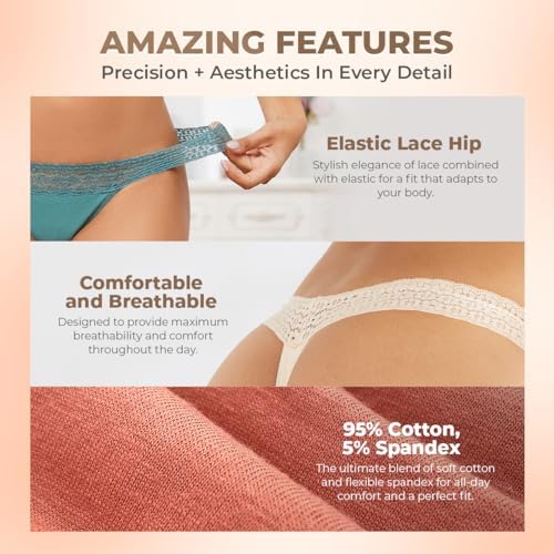 Sexy Period Underwear for Women, Lace Leak Proof Period Thongs, 4 Layers Absorbent Panties Bikinis