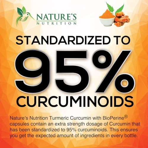 Turmeric Curcumin Supplement - 95% Curcuminoids with Organic Turmeric & Ginger, BioPerine Black Pepper Extract for Best Absorption, Natural Vegan Joint Support, Non-GMO, Bottled in USA - 240 Capsules
