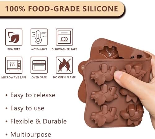 WARM TIME 6 Pcs Silicone Chocolate Mold Set - Food-Grade Non-Stick Candy Molds Cookery Moulds for Chocolate, Candy, Jelly, Butter, and More - Animal Shapes