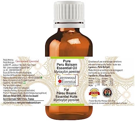 Greenwood Essential Peru Balsam Essential Oil (Myroxylon pereirae) Pure | Viscous Texture | Rich Aroma | Unisex | All Skin Types |Natural Extract Steam Distilled 30ml (1 oz)