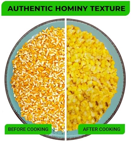 Dried Yellow Hominy Corn, Split Hominy for Pozole, Grits, Soups – Authentic Southern & Mexican Recipes – Non-GMO, Gluten-Free, 32 oz