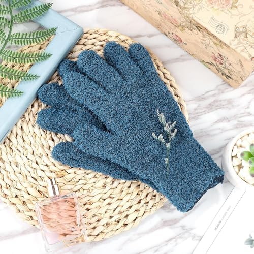 Patelai 2 Pairs Microfiber Gloves for plants Dusting Cleaning Glove Mittens House Cars Blinds Dusting(Blue,Large)