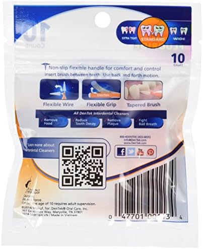 DenTek Easy Brush Interdental Cleaners | Brushes Between Teeth | Standard | Mint Flavor | 10 Count (Pack of 6)