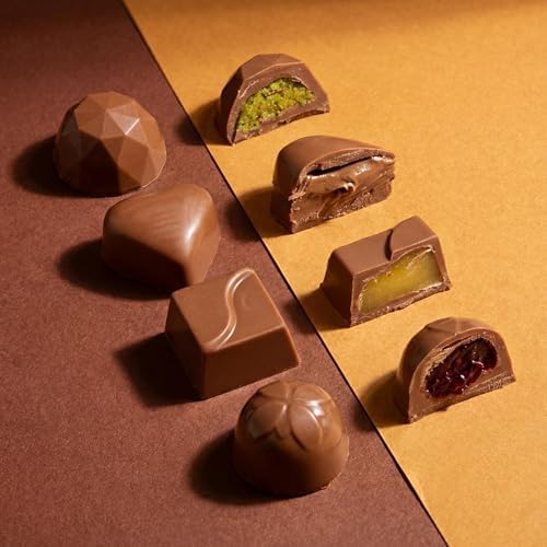 Ksana Choco Luxury Handmade Chocolate Gift Box - 8 Assorted Pralines - Small Gourmet Candy Gift for Men and Women, Birthday, Thank You & Sympathy (8 Piece Praline Assortment)