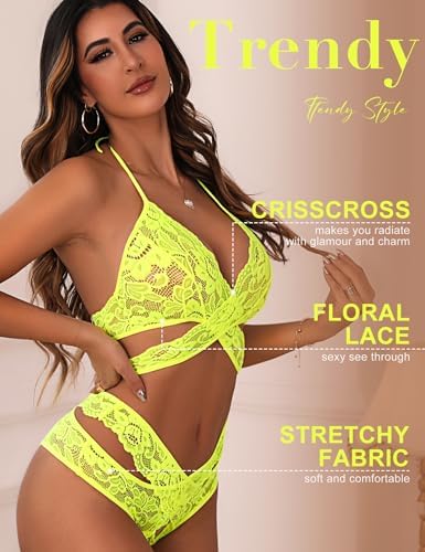 Donnalla Women Sexy Lingerie Set Two Piece Lace Bra and Panty Set Bralette Sleepwear