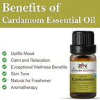 Cardamom Essential Oil, USDA Certified Organic, 100% Pure Undiluted, Aromatherapy Oil for Diffuser, Hair & Skin Care