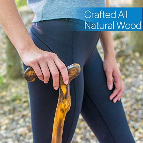 RMS Wood Cane - 36 Inch Natural Wood Walking Stick - Handcrafted Wooden Offset Canes and Walking Canes for Men or Women