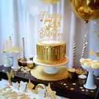 Happy 74th Birthday Cake Topper, 74th Birthday Decorations for Men/Women, Cheers to 74 Years, Hello 74, 74th Happy Birthday Party Supplies Gold Glitter