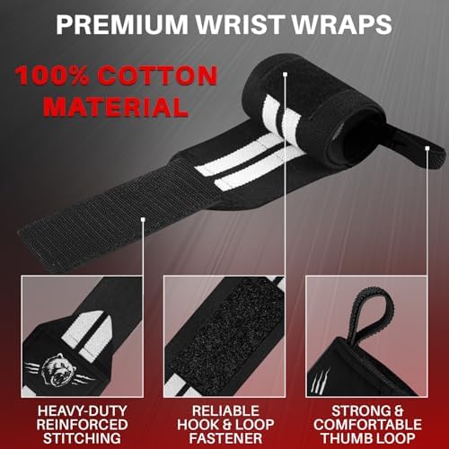 TECEUM Weightlifting 18" & 12" Wrist Wraps with Thumb Loop – Heavy Duty Wrist Workout Braces for Men and Women – Ideal for Powerlifting, Strength Training, Bodybuilding