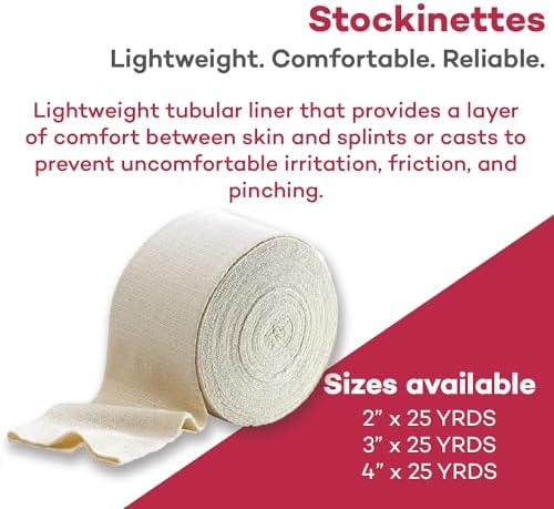 Dealmed Cotton Stockinette, 2” x 25 yds, Tubular Bandage Sleeve, Comfort Breathable Dressing for Skin Protection, Compression, Casts, Edema and Lymphedema Support (1 Roll)