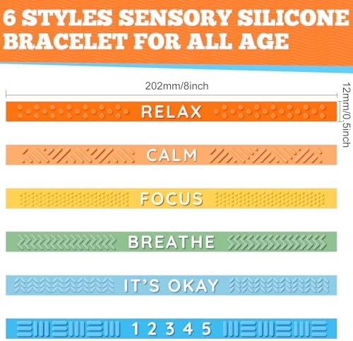 Anxiety Sensory Silicone Bracelet, Autism Silicone Bracelet with Textured Wearable Push Sensory Stress Relief Press Wristband Calming Wristband Anxiety Relief Gifts for Adhd Autism