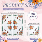 Crtiin 20 Pack Decoupage Napkins Floral Napkins Flower Cocktail Paper Decorative Toilet for Valentine's Day Birthday Party Beautiful Gorgeous, 20 Styles Each 6.5 Inches(Style 1)
